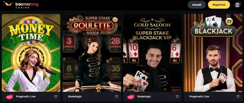 Gioca con dealer reali nella sezione live